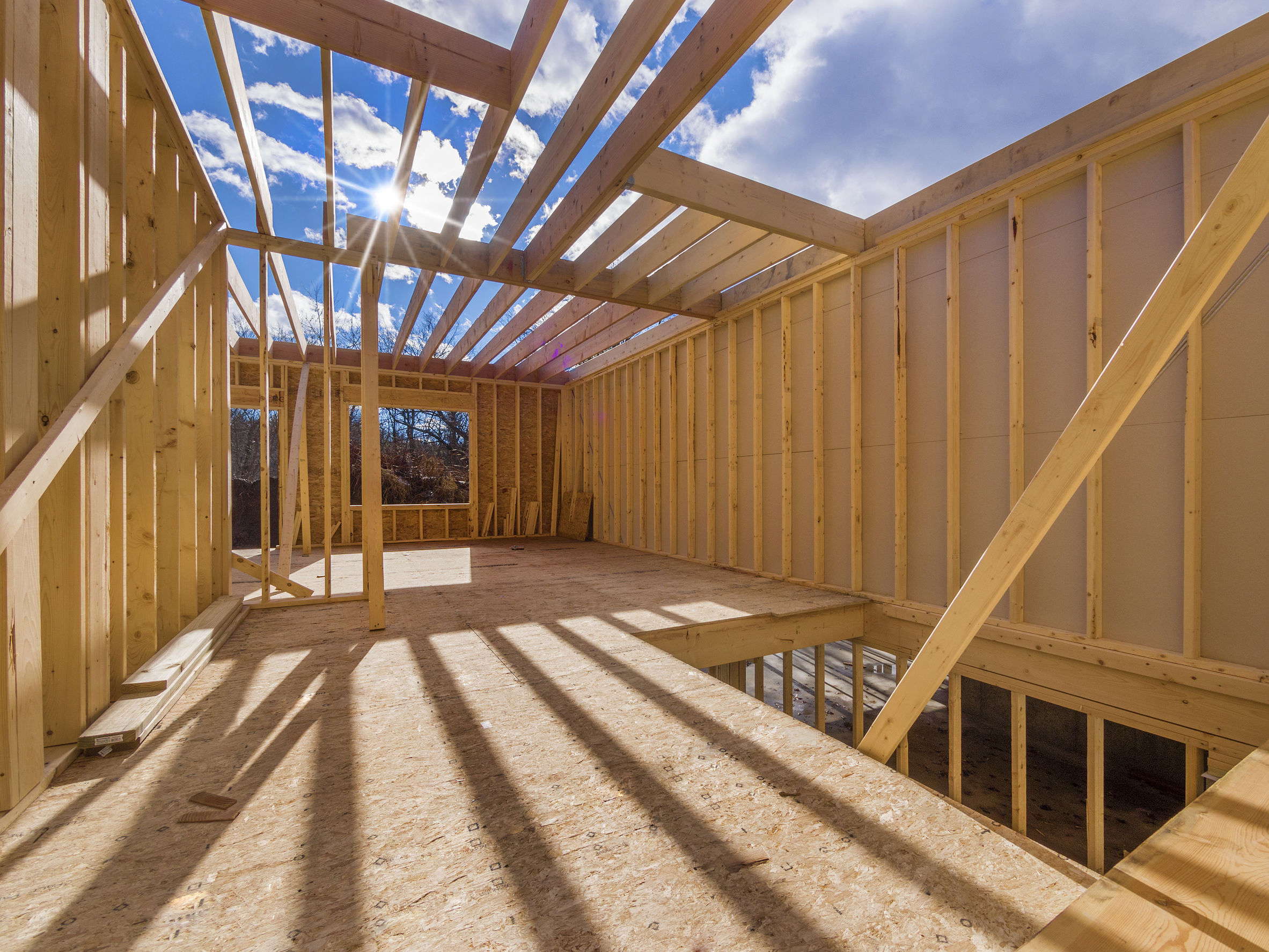 49107120 - framed construction of a new house